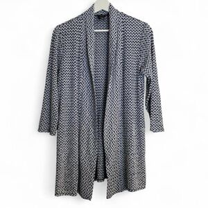 Chico's Travelers blue and white chevron open front cardigan Size 1 (Small)